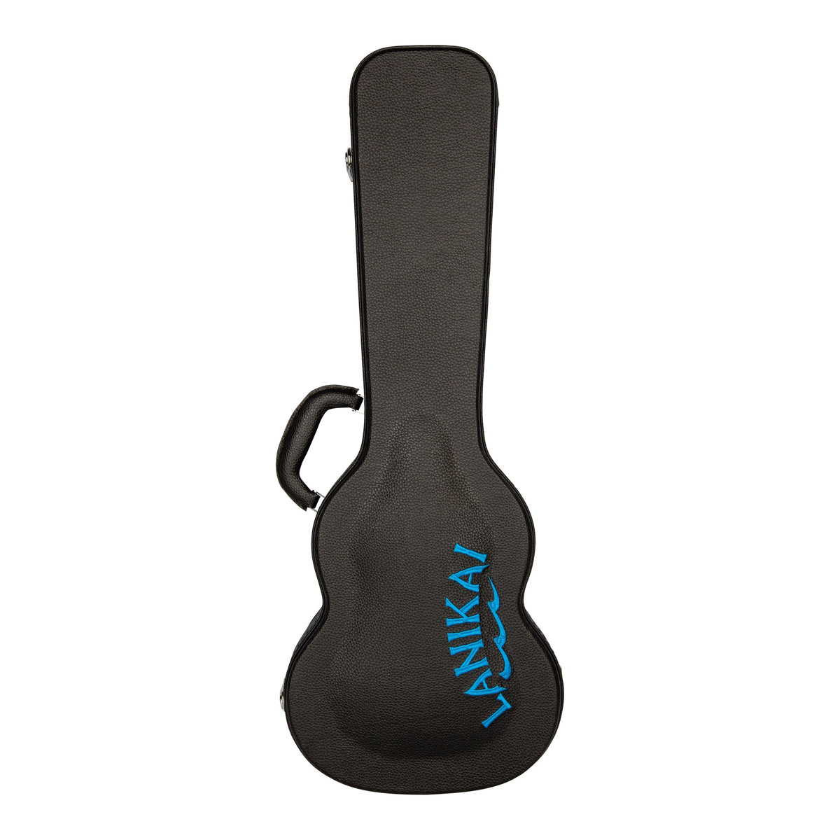 Lanikai HWC-T Tenor Ukulele Hardshell Wood Case, front view with the embroidered Lanikai logo