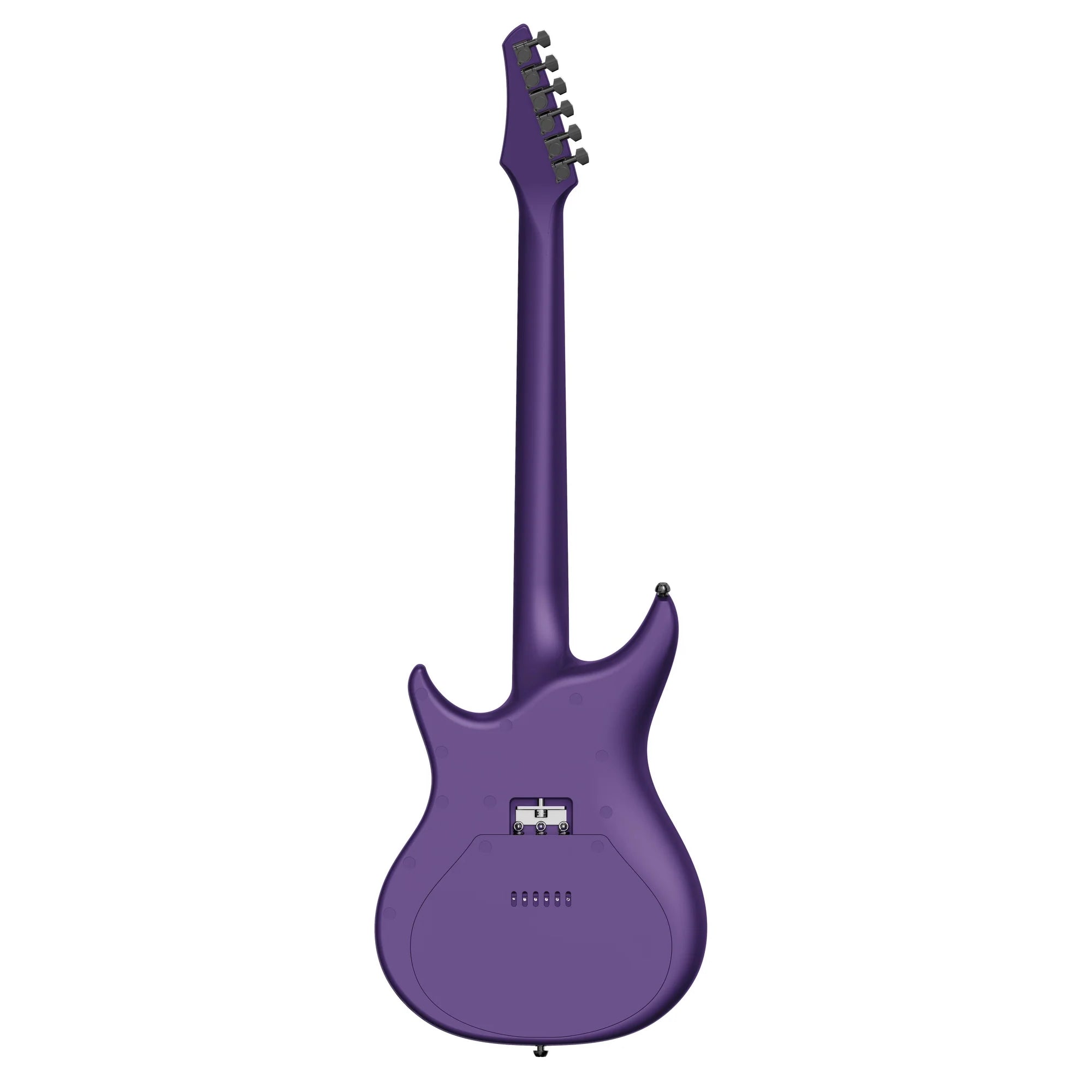 Purple electric guitar on a white background