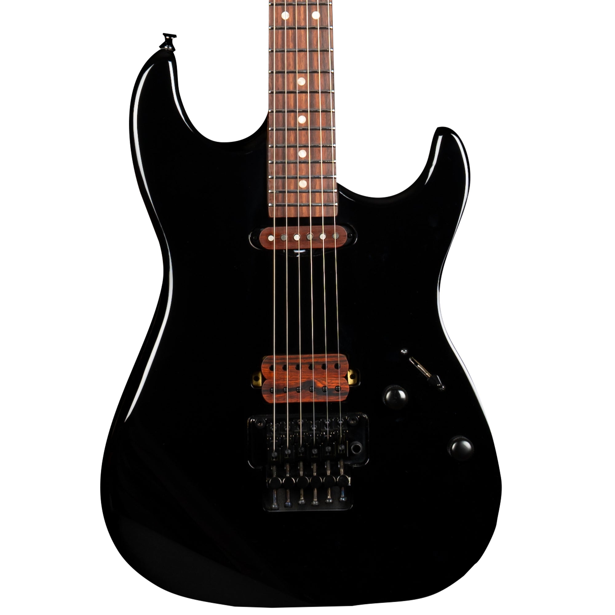A et JS-800 Electric Guitar  with a glossy finish, featuring a dark brown maple fretboard and matching brown humbucker pickups, shown against a solid white background.