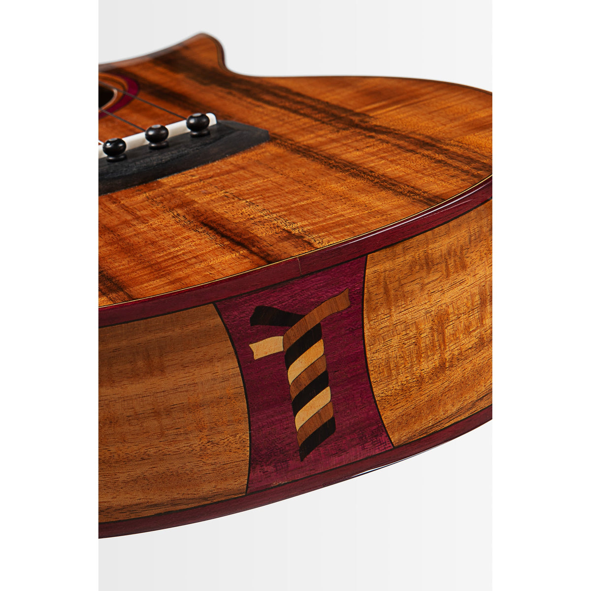 Close-up of the three cord marquetry on the Kala KA-3CD-ACA-T