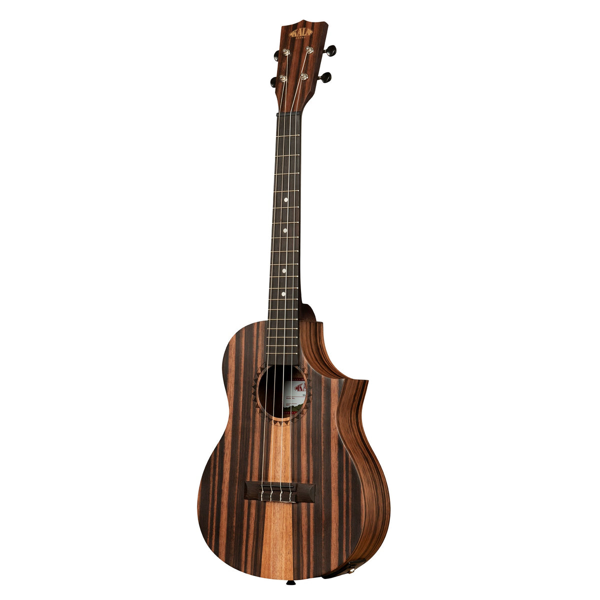 Kala KA-AM-B-CE turned to the right, showing the cutaway and Amara sides