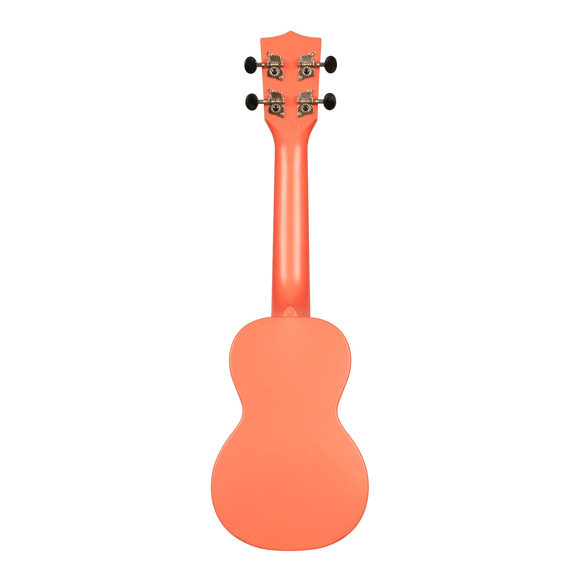 Back of the Kala KA-R-WMS-PK-S Pink Dusk soprano ukulele, showing the one-piece plastic back and the rear of the tuners