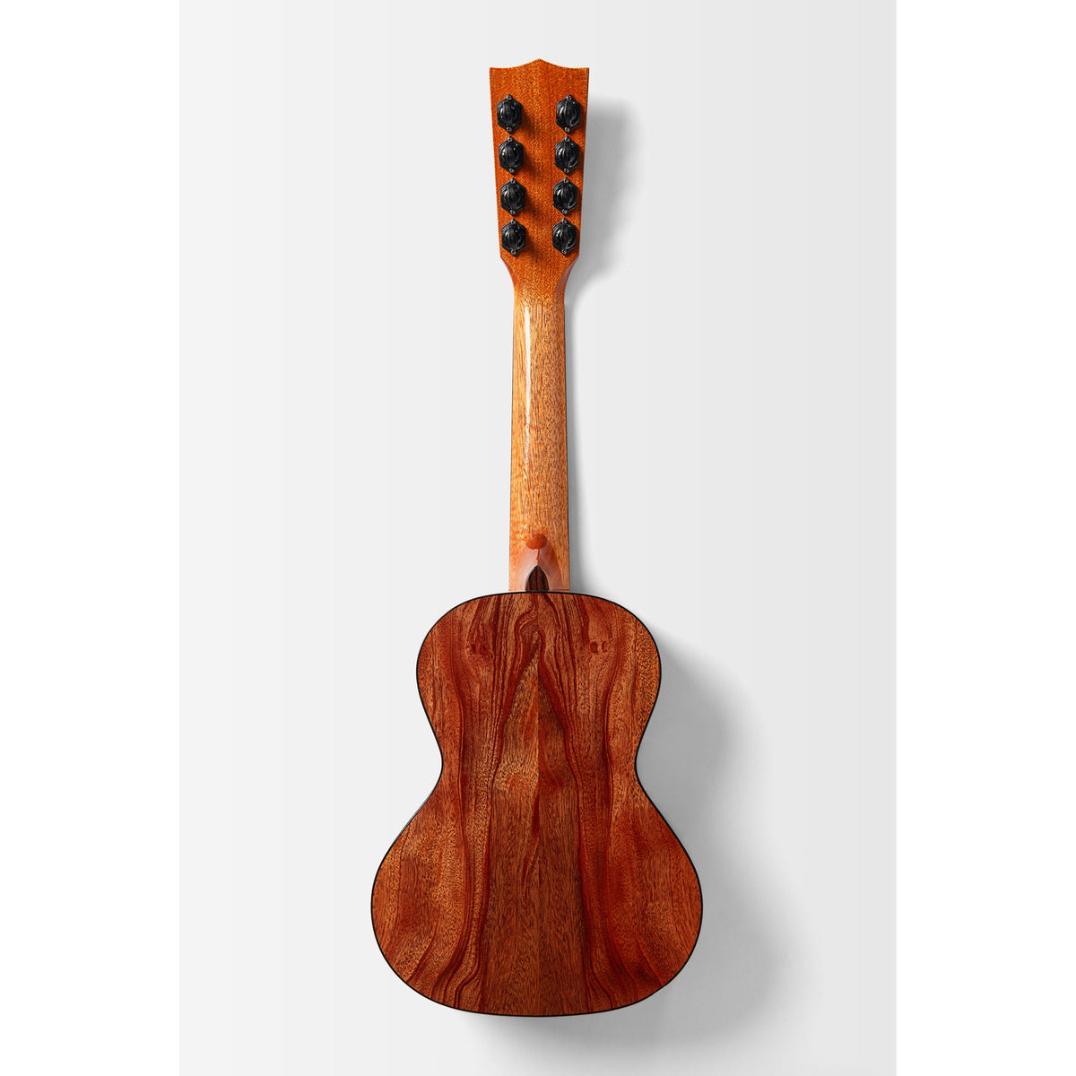 Back of the Kala KA-TARO-ASMH-T showing the solid mahogany back and mahogany neck