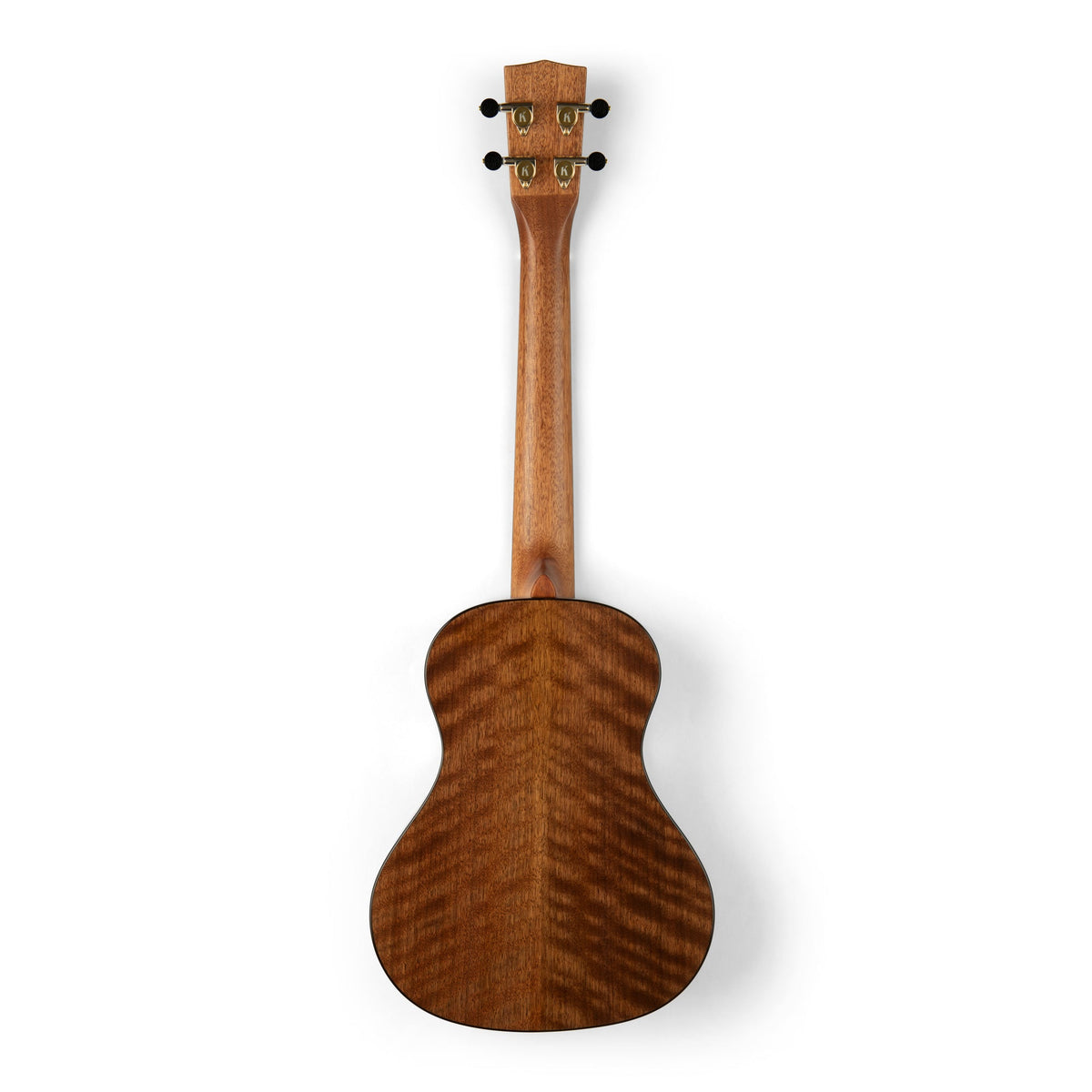 Back of the Kala KA-WCW-BMP-TXL showing the solid walnut back and mahogany neck