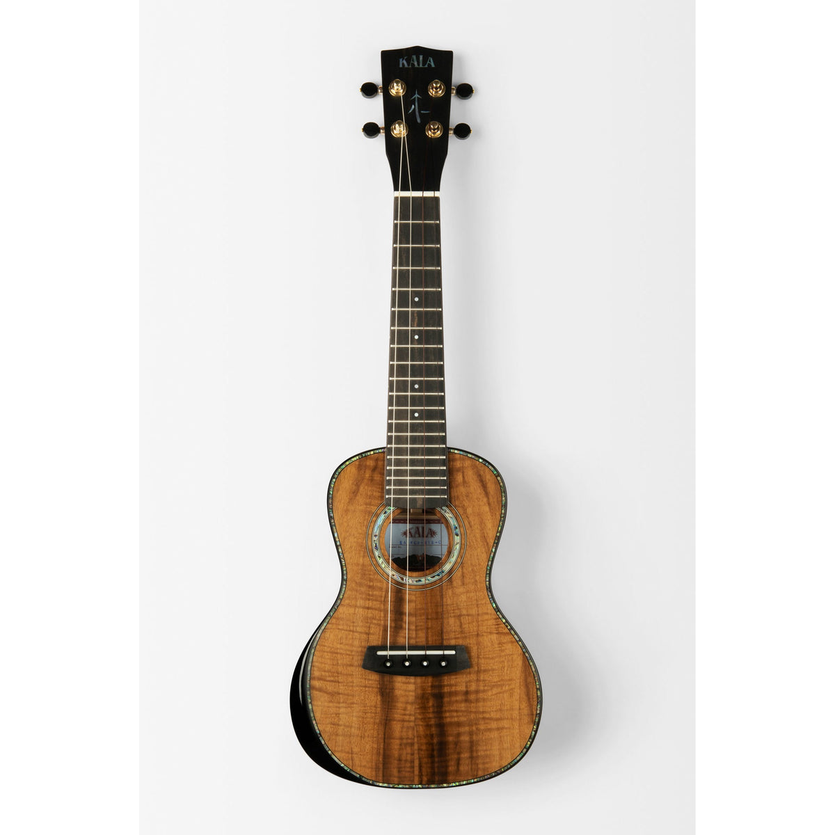 Full front view of the Kala KA-WCW-MYR-C West Coast Woods concert ukulele
