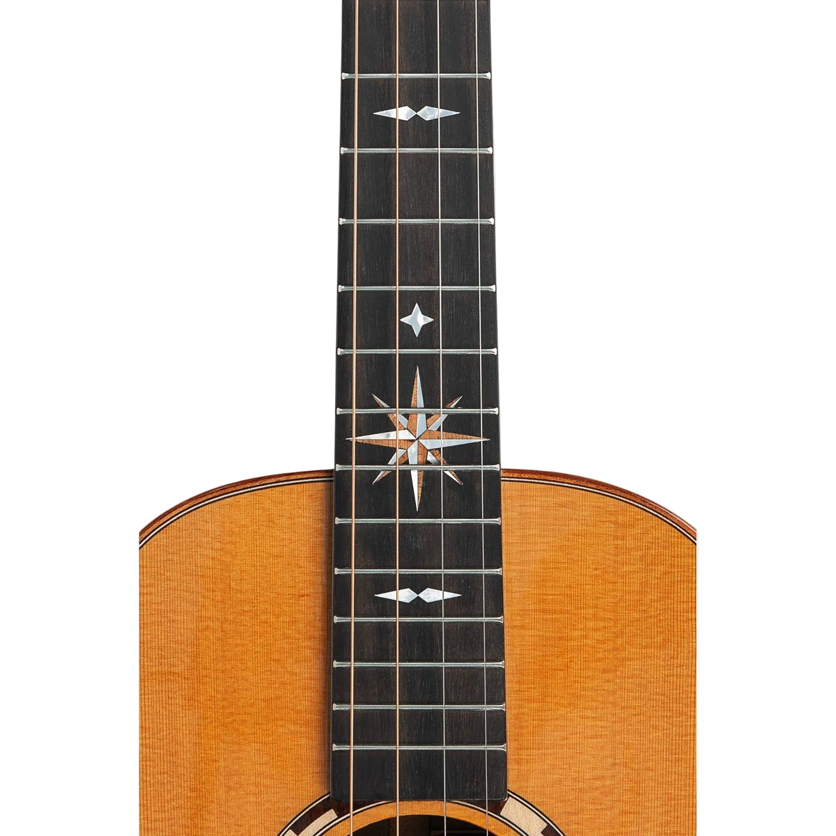 Ebony fingerboard of the Kala KA-WP-CA-GB-E with compass star inlay