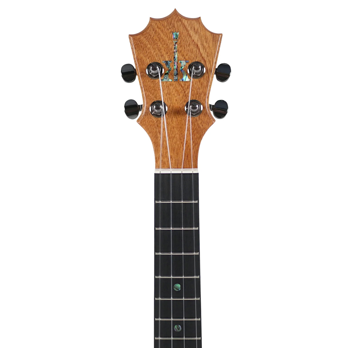 KoAloha KTM-10 Pikake tenor ukulele, unit #2, front of the crown headstock and tuners
