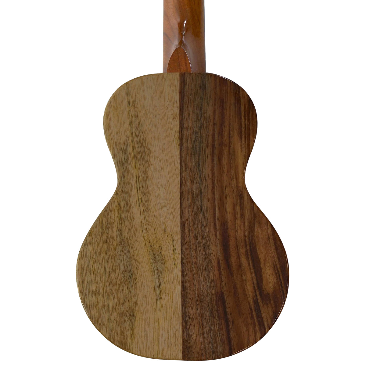 KoAloha KSNP-10 Naupaka soprano ukulele, back showing two-tone koa and mango