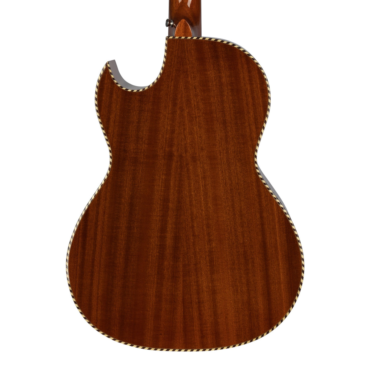 H. Jimenez LBQ1E El Estándar Cutaway Acoustic Electric Bajo Quinto, back of the body showing the back and sides