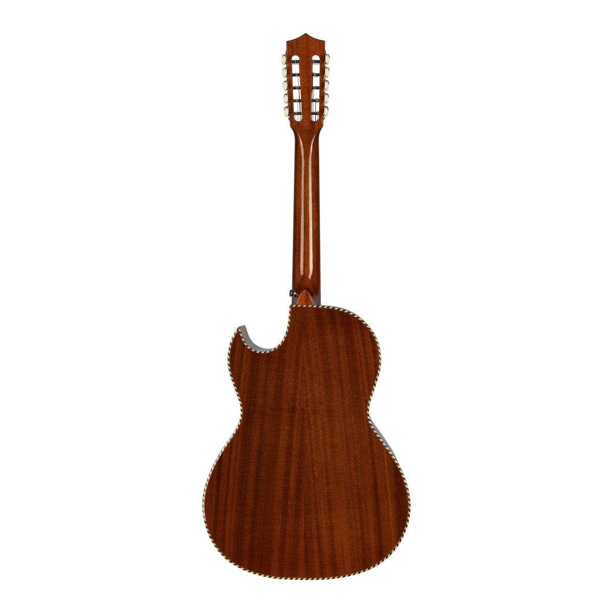 H. Jimenez LBQ1E El Estándar Cutaway Acoustic Electric Bajo Quinto, full back view from headstock to end