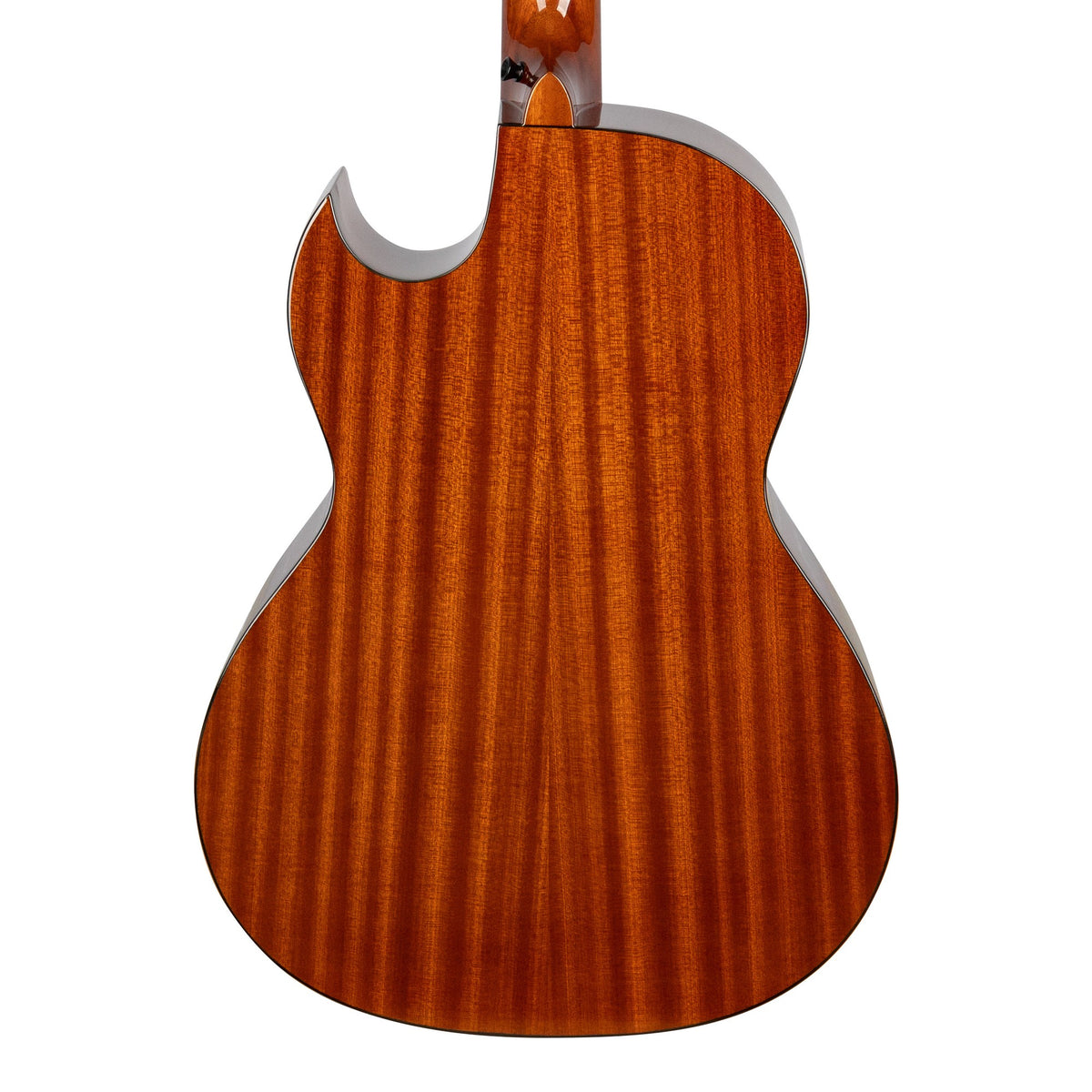 H. Jimenez LBQ1GXE-AB Aurora Borealis Purple-Blue Sparkle Cutaway Acoustic Electric Bajo Quinto, back of the body showing the back and sides