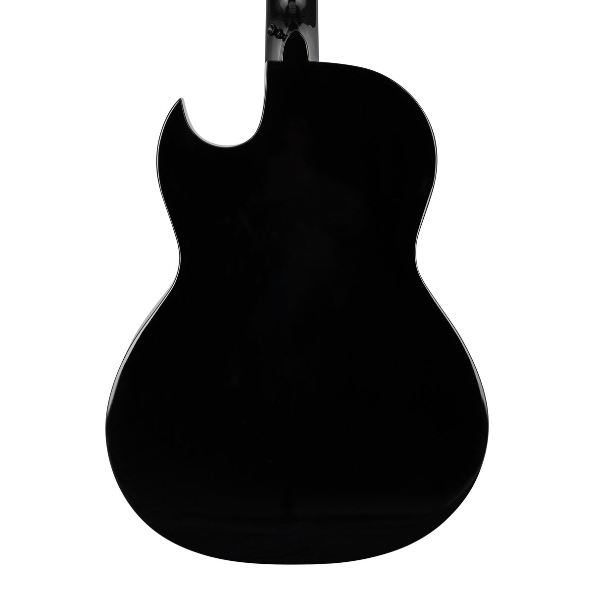 H. Jimenez LBQ1GXE-AN Antares Red Sparkle Cutaway Acoustic Electric Bajo Quinto, back of the body showing the back and sides