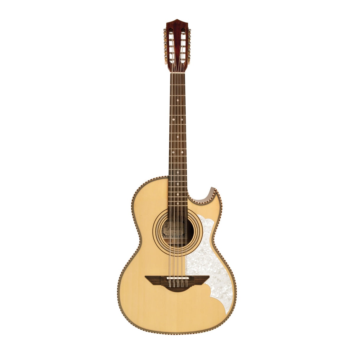 H. Jimenez LBQ2 El Músico Cutaway Bajo Quinto, full front view from headstock to end