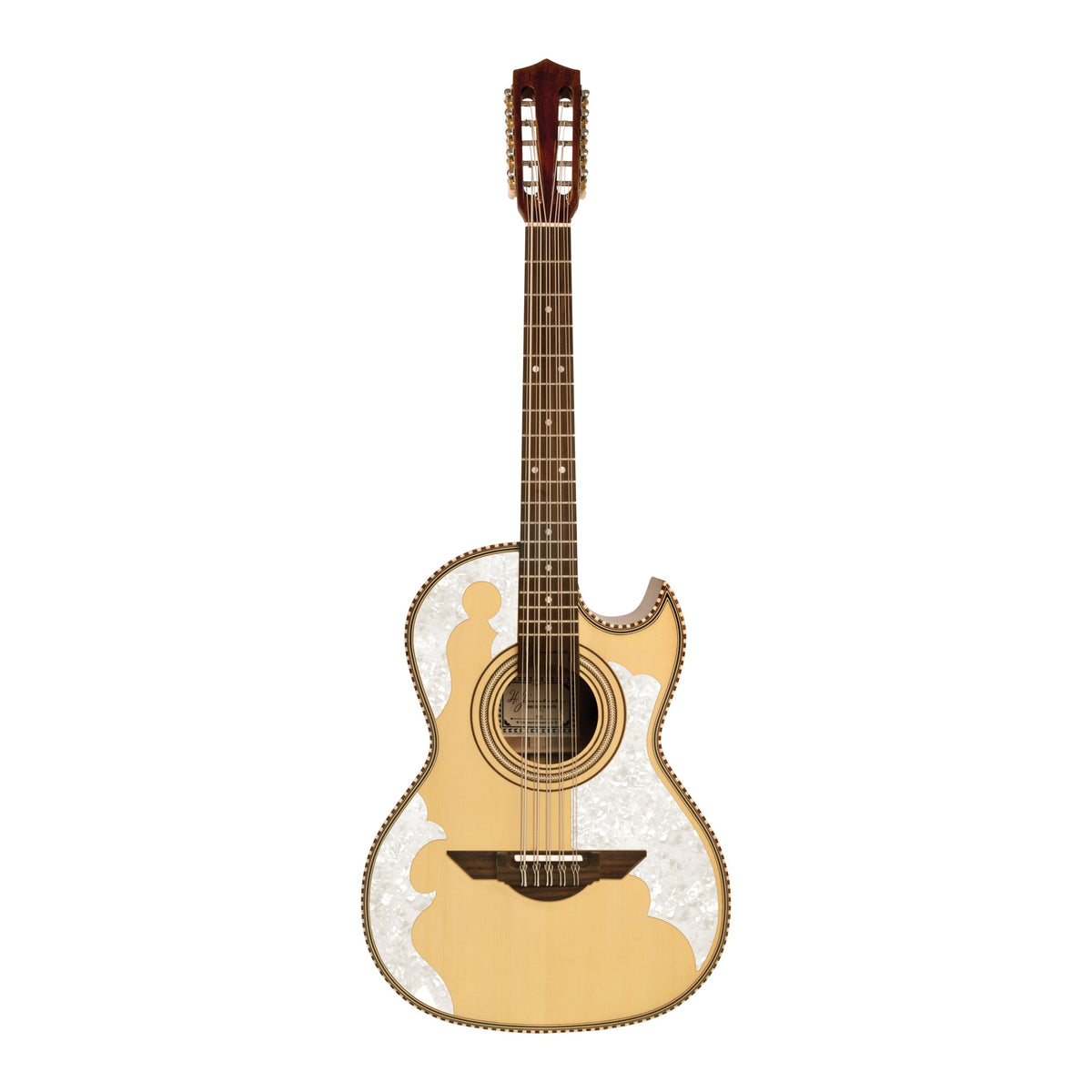 H. Jimenez LBQ4 El Patrón Cutaway Bajo Quinto, full front view from headstock to end