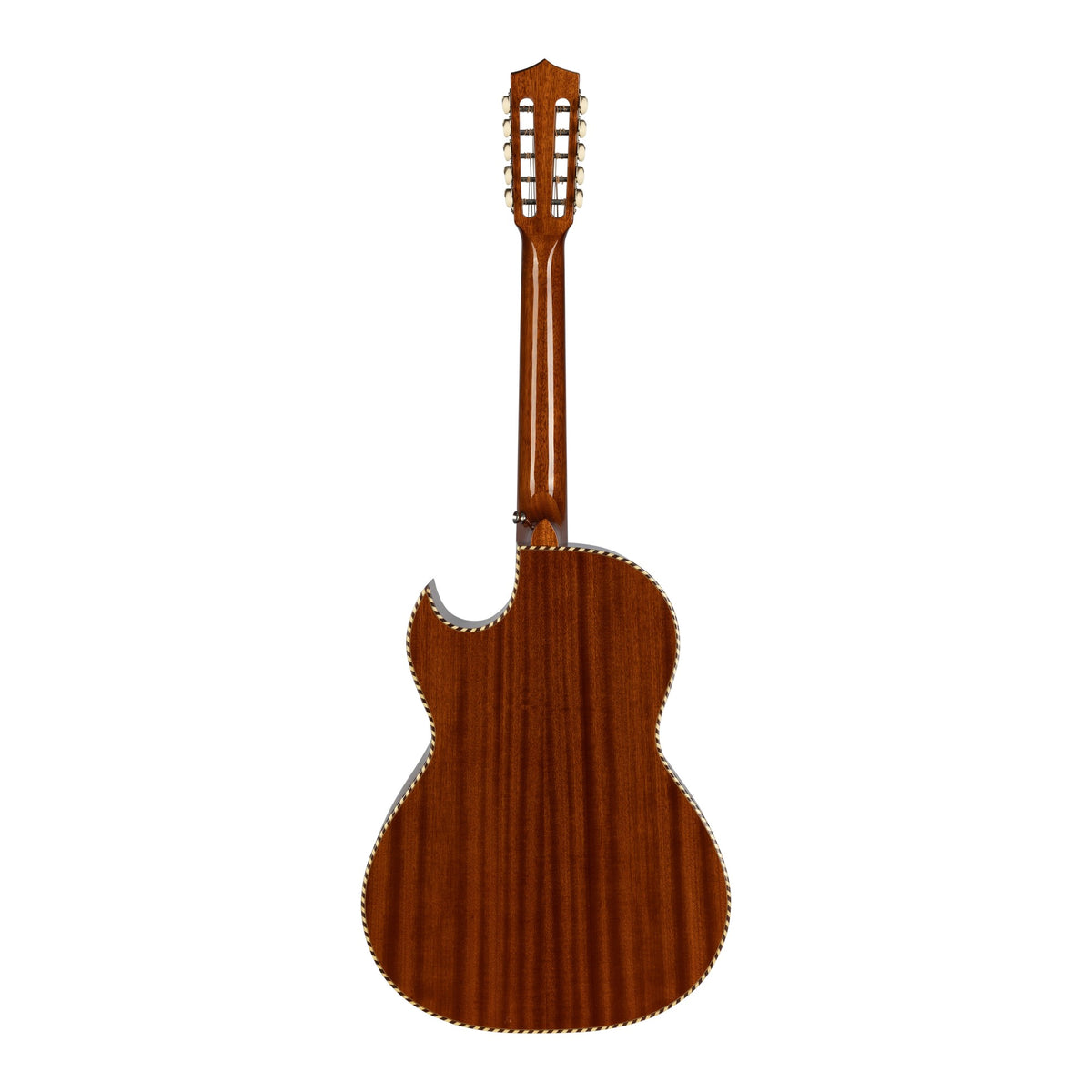 H. Jimenez LBQ4E El Patrón Cutaway Acoustic Electric Bajo Quinto, full back view from headstock to end
