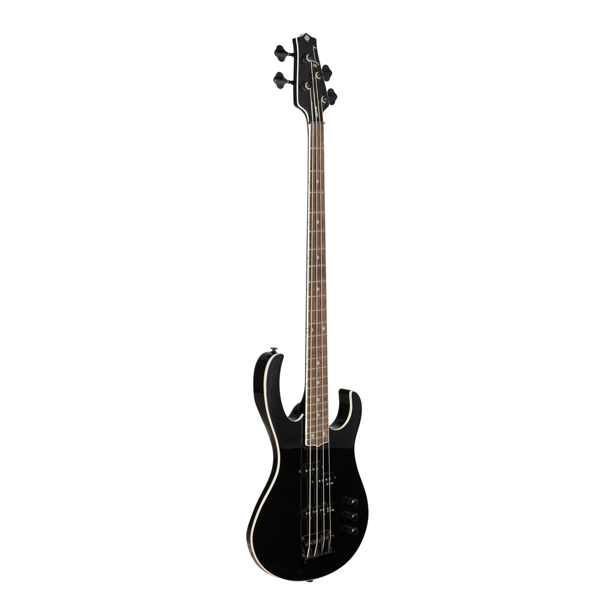 H. Jimenez LBS4-BK Camaleón 4-String Electric Bass Guitar - Black, angled front view of the body