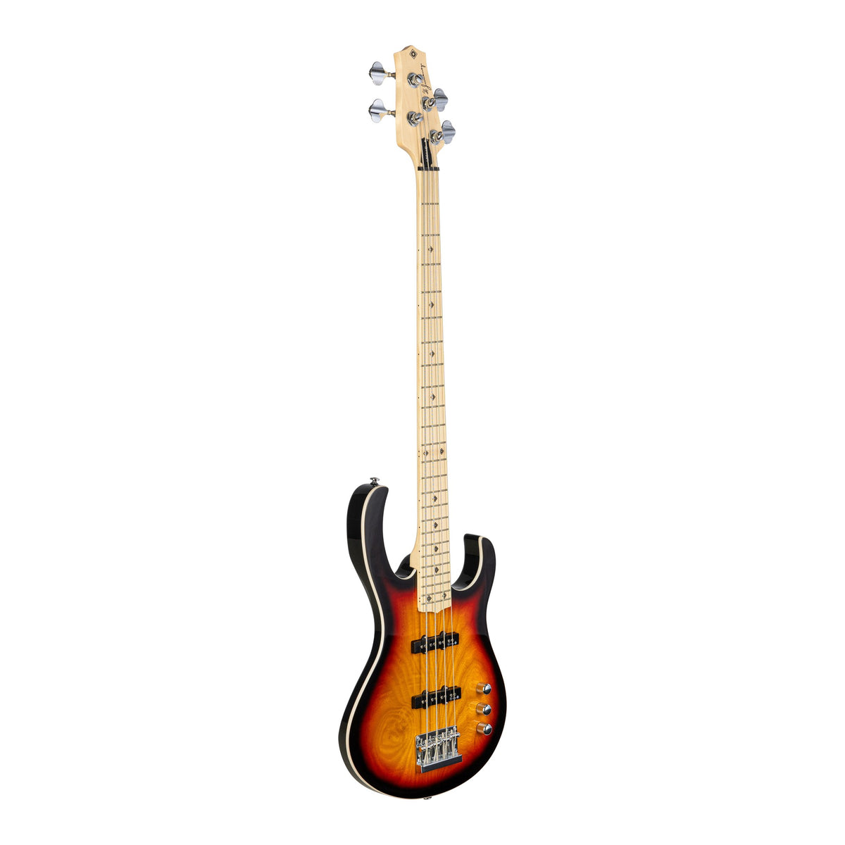 H. Jimenez LBS4-VB Camaleón 4-String Electric Bass Guitar - Vintage Burst, angled front view of the body