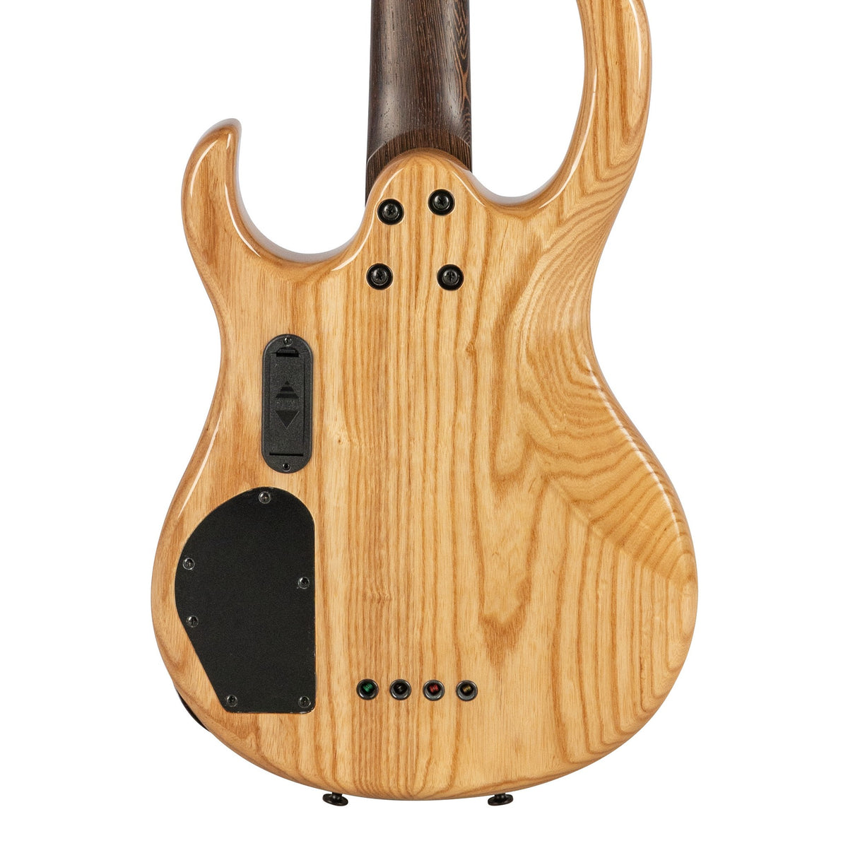H. Jimenez LBS4-WT Camaleón 4-String Electric Bass Guitar - Natural Walnut Top, back of the body showing the back and sides