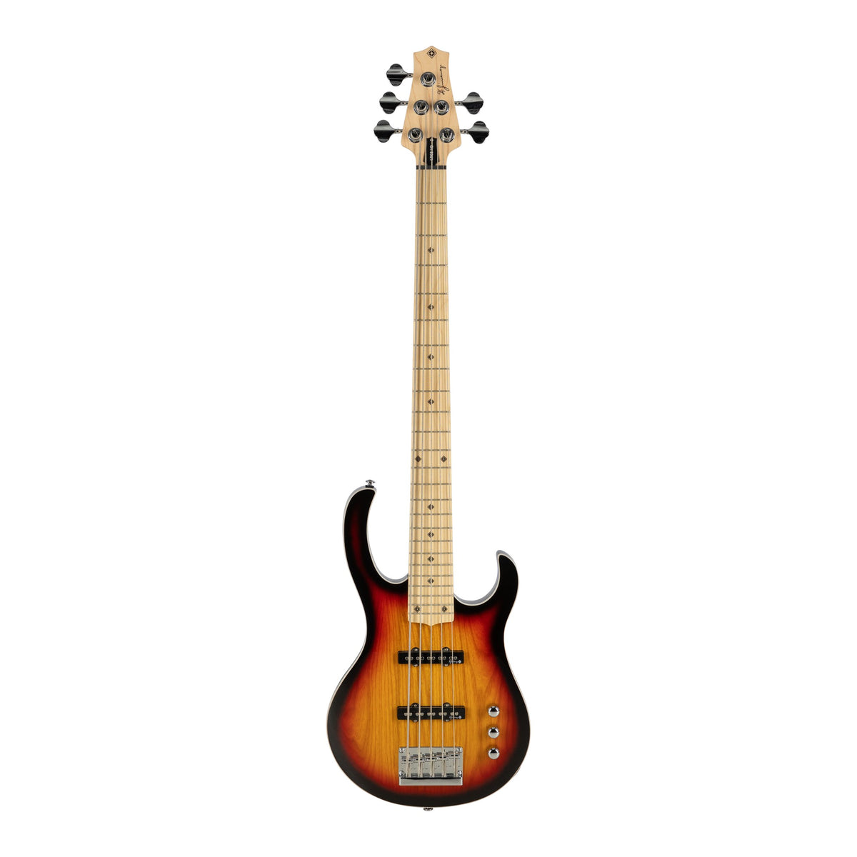H. Jimenez LBS5-VB Camaleón 5-String Electric Bass Guitar - Vintage Burst, full front view from headstock to end