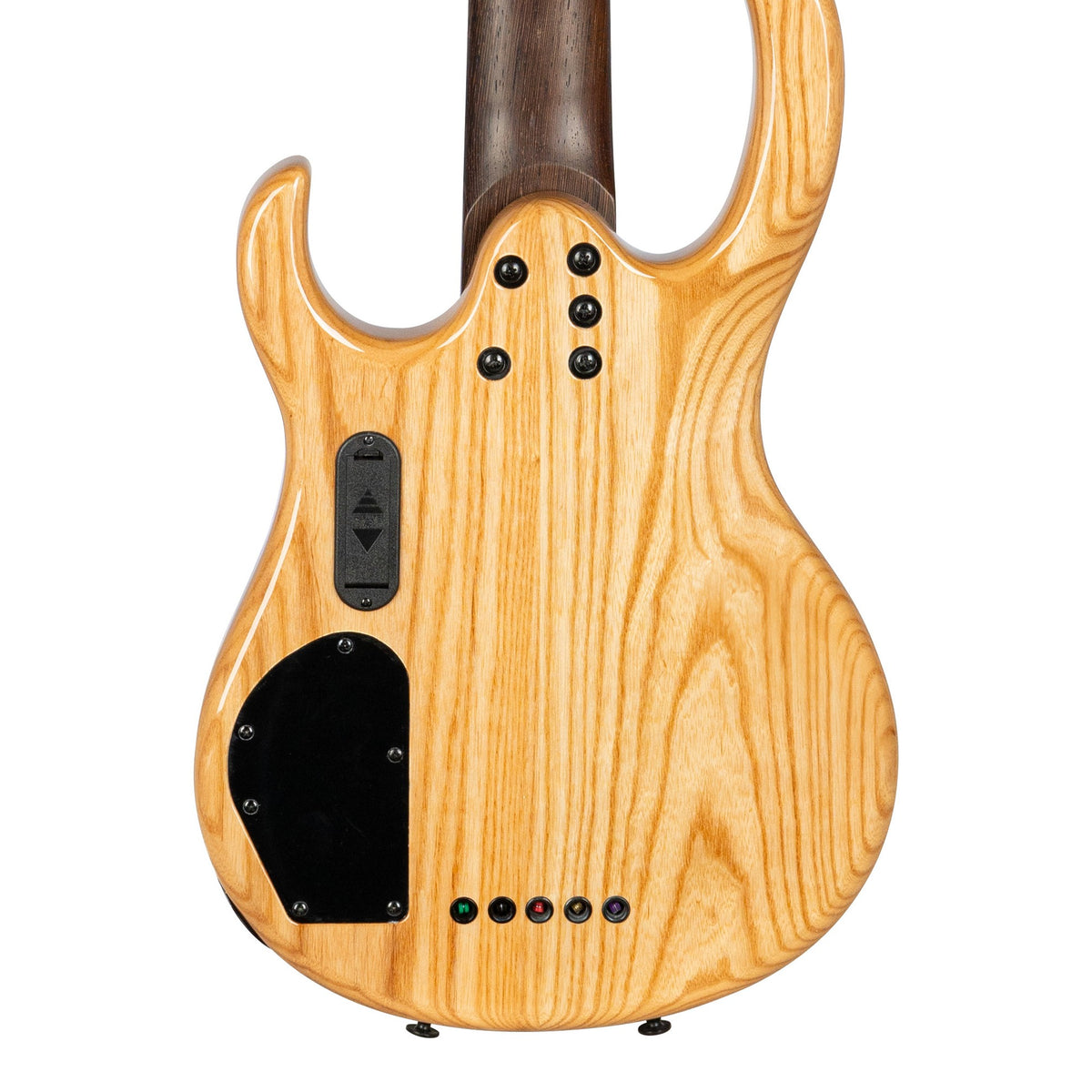 H. Jimenez LBS5-WT Camaleón 5-String Electric Bass Guitar - Natural Walnut Top, back of the body showing the back and sides