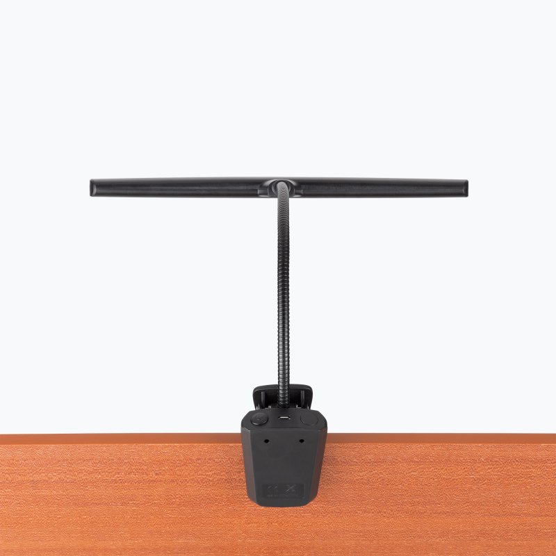 Back view of the On-Stage LED518 clipped to a music stand