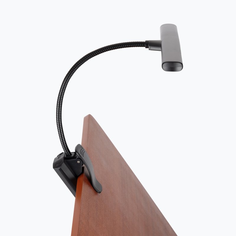 Side view of the On-Stage LED518 with its flexible gooseneck