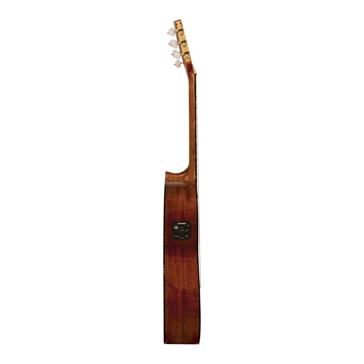 H. Jimenez LG3E El Maestro Nylon String Acoustic Electric Guitar, side view showing the body depth