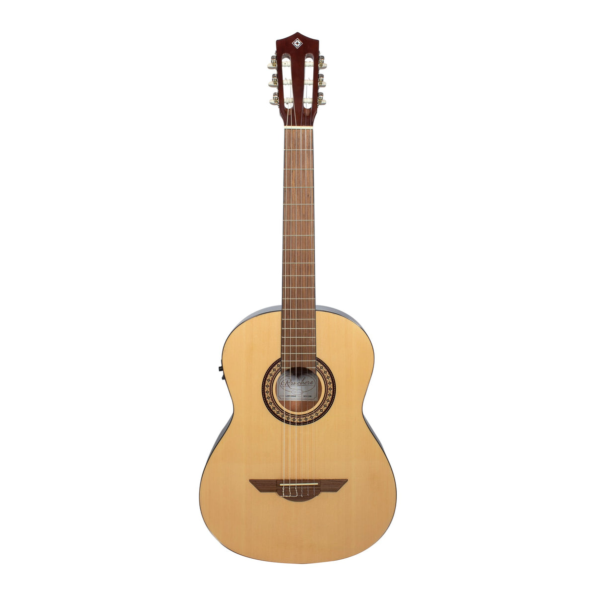 H. Jimenez LGR100NE Ranchero Series Full Size Nylon String Guitar with Pickup, full front view from headstock to end