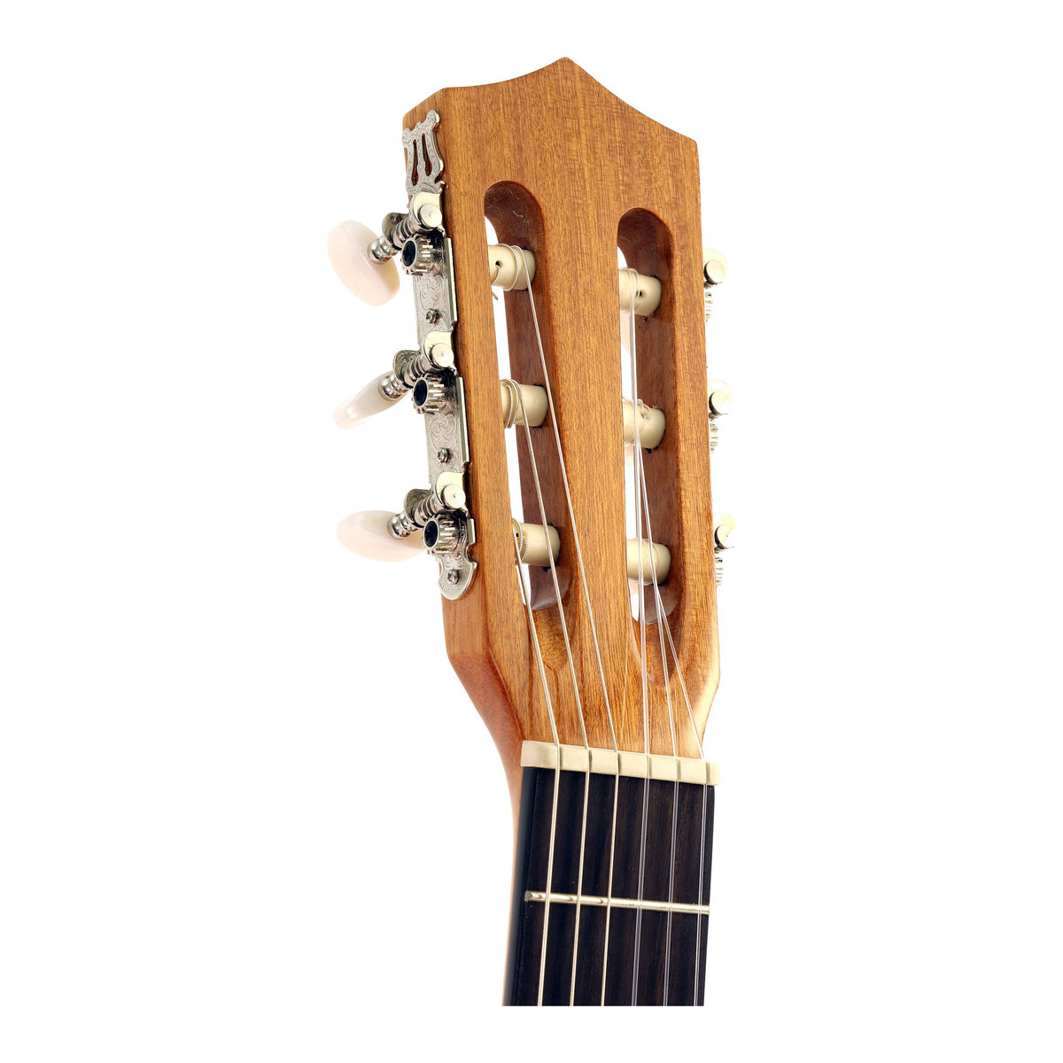 H. Jimenez LR1C Voz de Trío Cutaway Requinto, headstock front with tuners