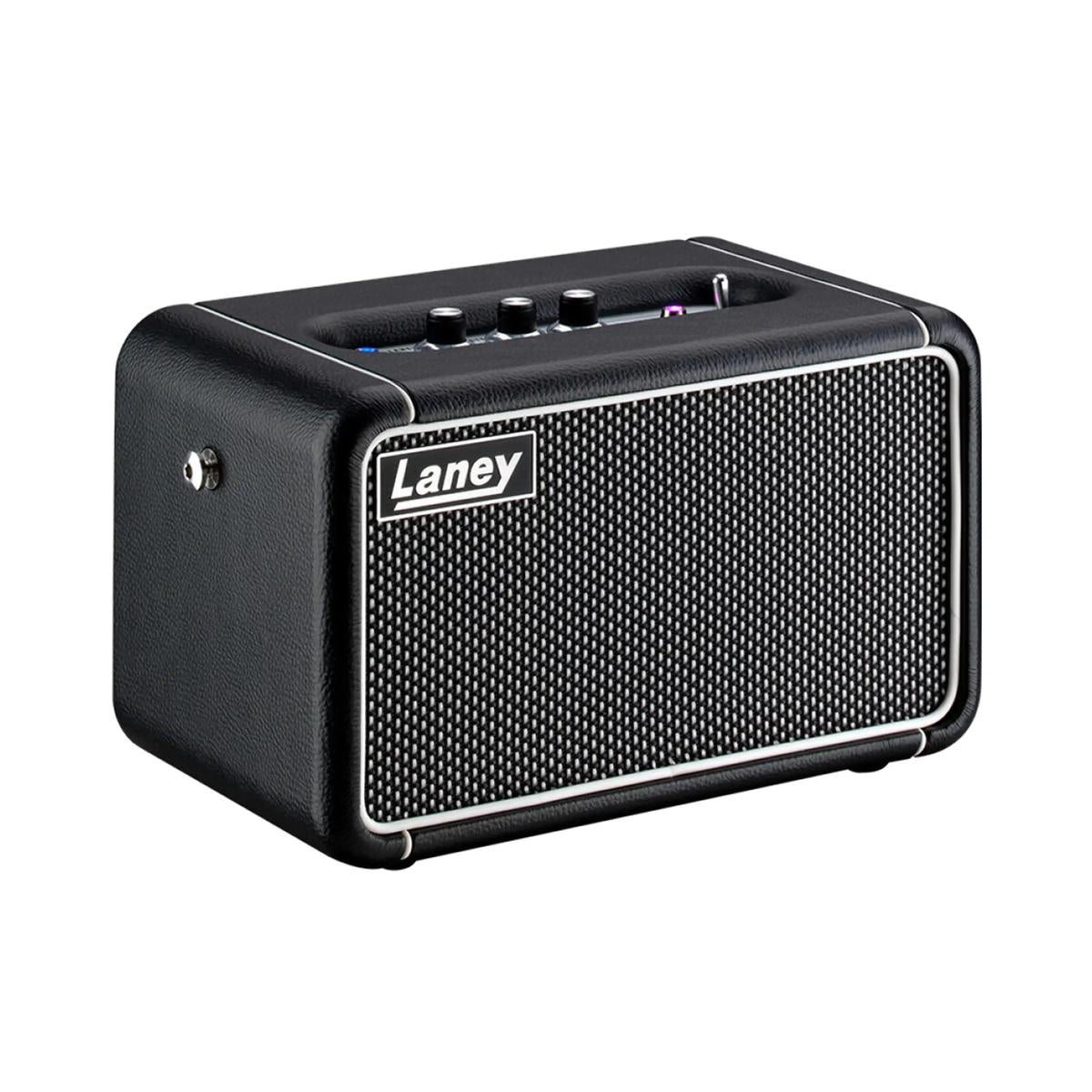 Laney F67 Supergroup speaker three-quarter view showing black cabinet and top controls