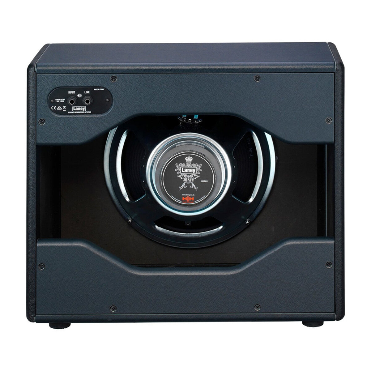 Rear of the Laney CUB-112 open back cabinet showing the 12-inch speaker and input panel