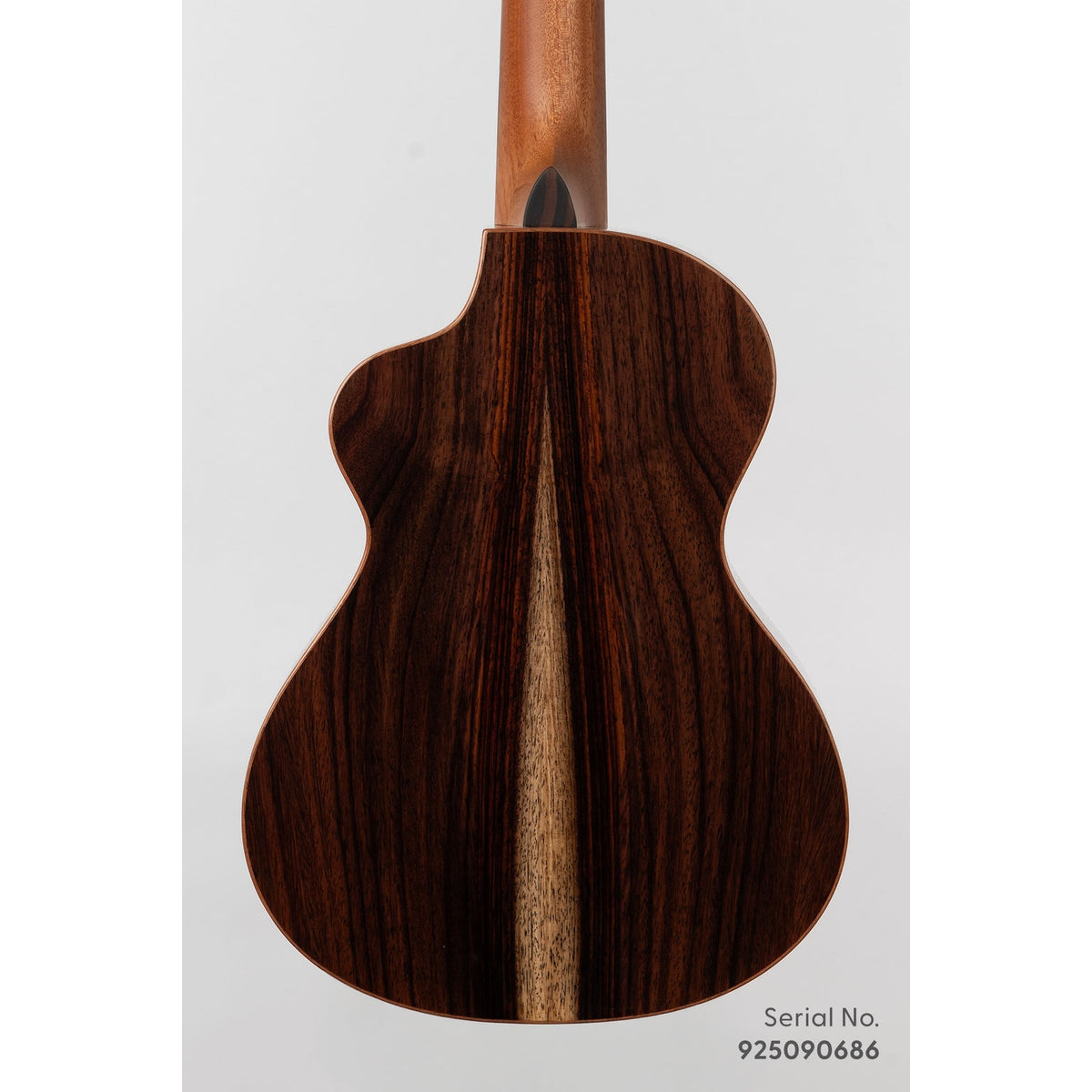 Kala METD-SPR-T Metropolitan Deluxe tenor ukulele, serial 925090686, back view showing the solid rosewood back grain