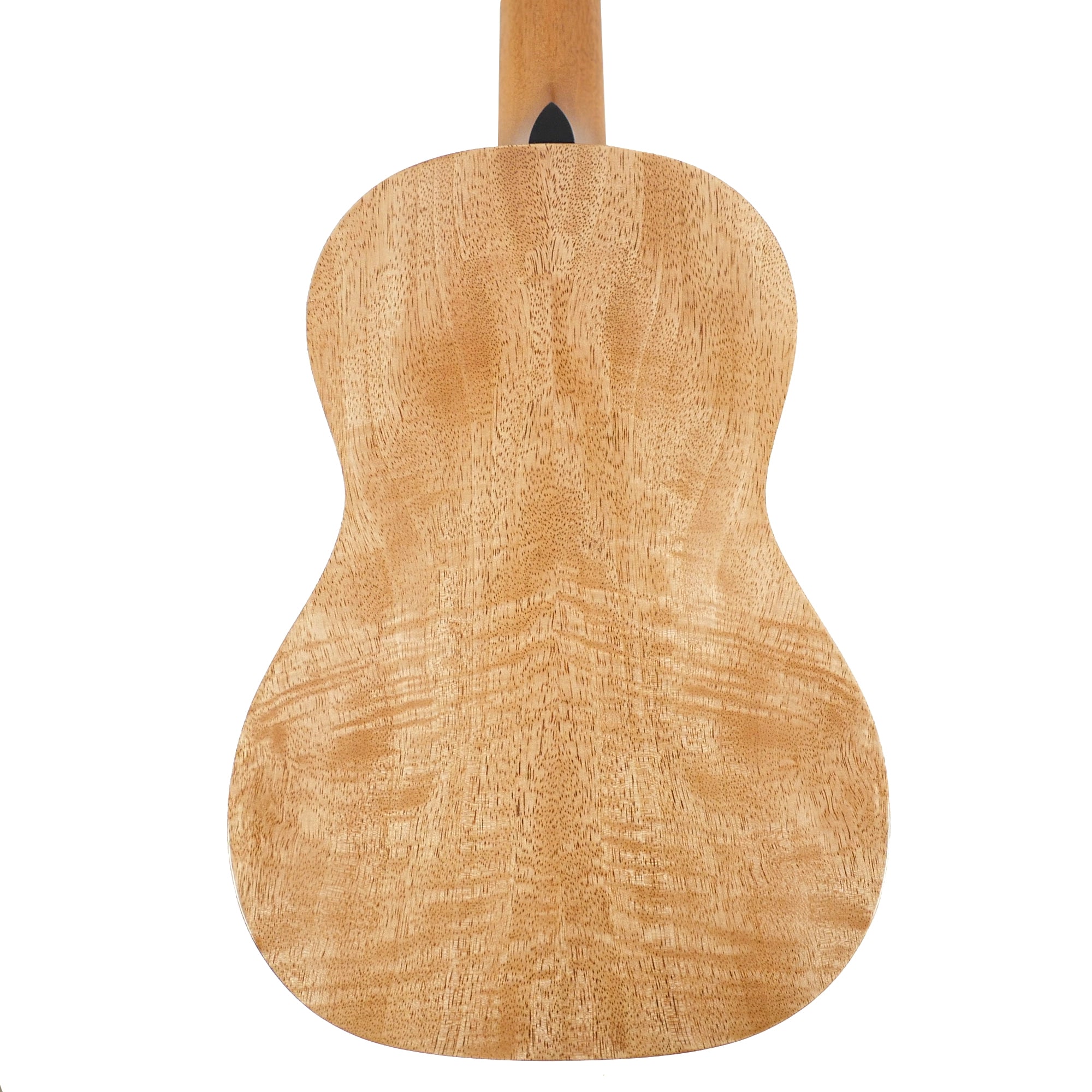 The back of a Pono MGBD ukulele showing a solid mango wood finish with prominent grain patterns.