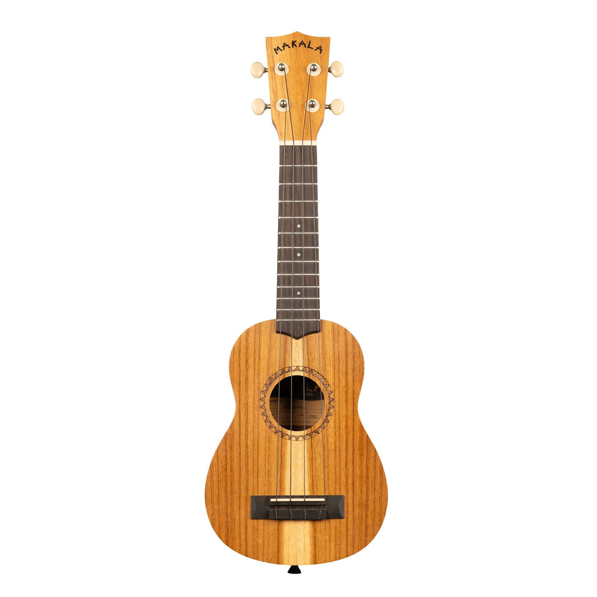 Front of the Makala Acacia Soprano ukulele from the MK-S-IA-PACK, satin acacia top