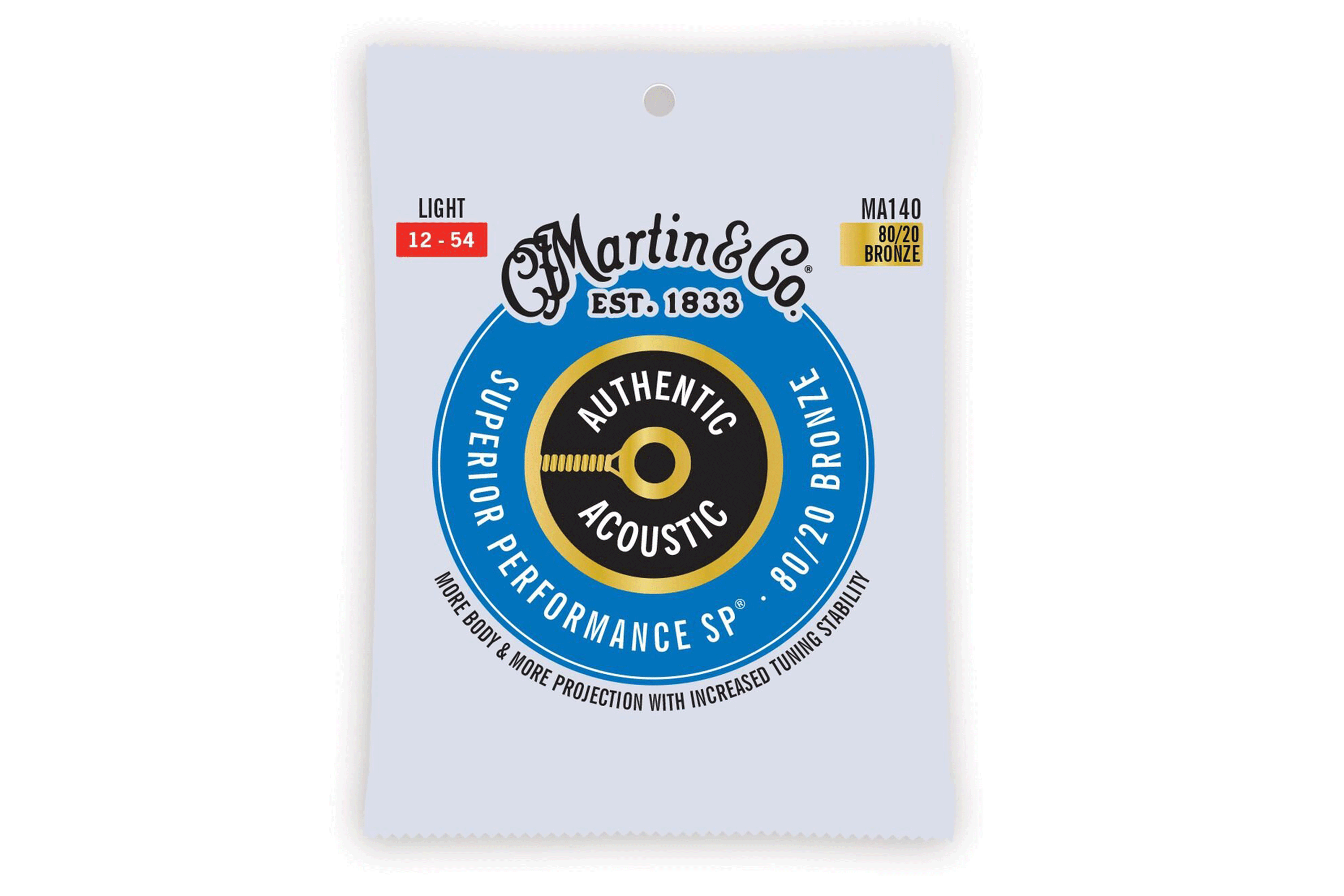 Martin MA140 Authentic Acoustic SP 80/20 Bronze Guitar Strings - .012-.054 Light