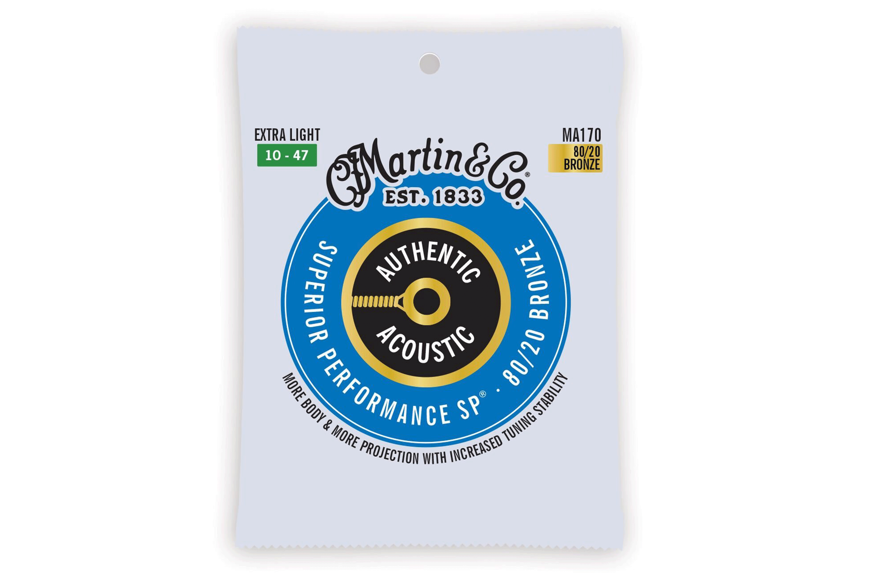 Martin MA170 Authentic Acoustic SP 80/20 Bronze Guitar Strings - .010-.047 Extra Light