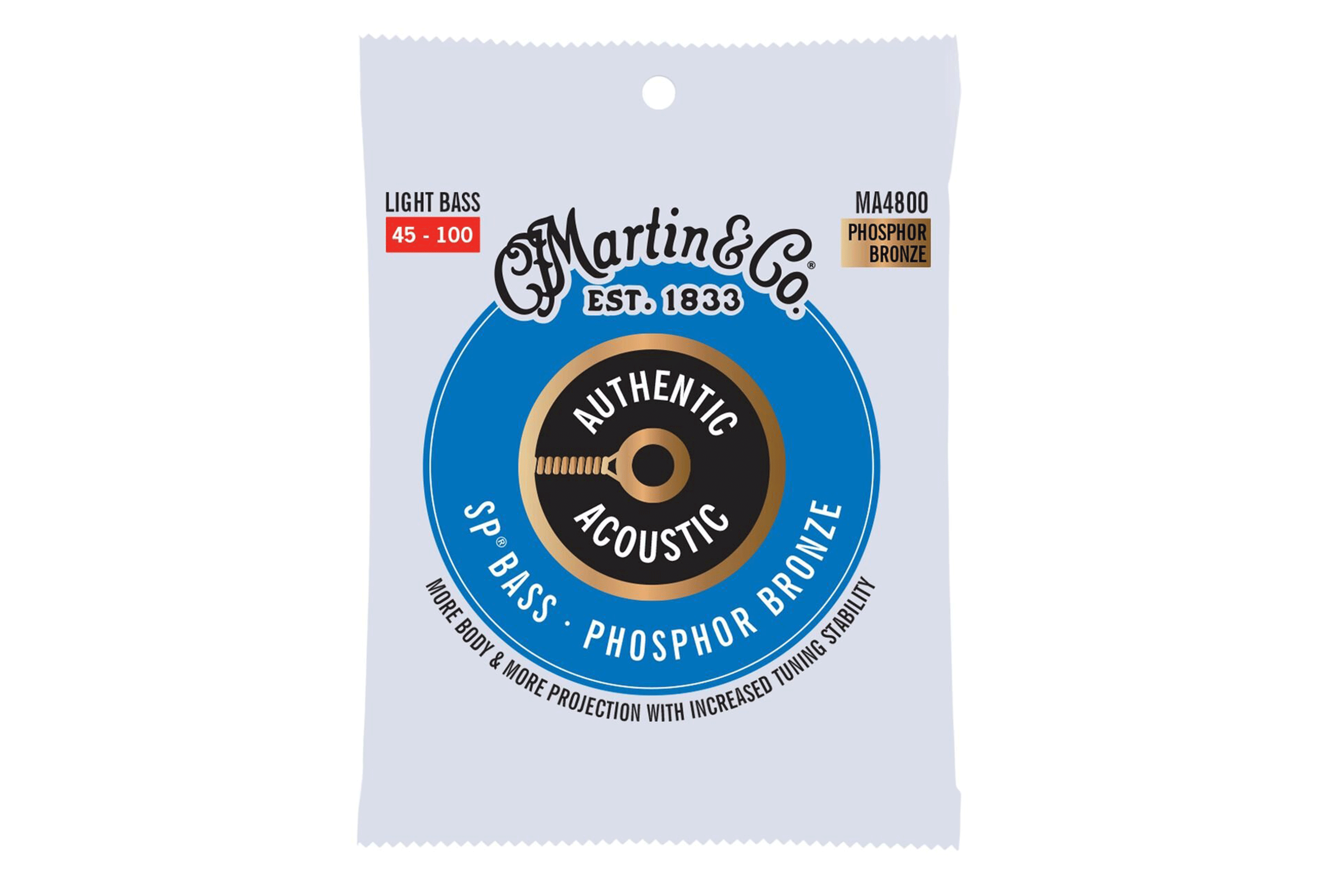 Martin MA4800 Authentic Acoustic SP Bass Guitar Strings - .045-.100 Light