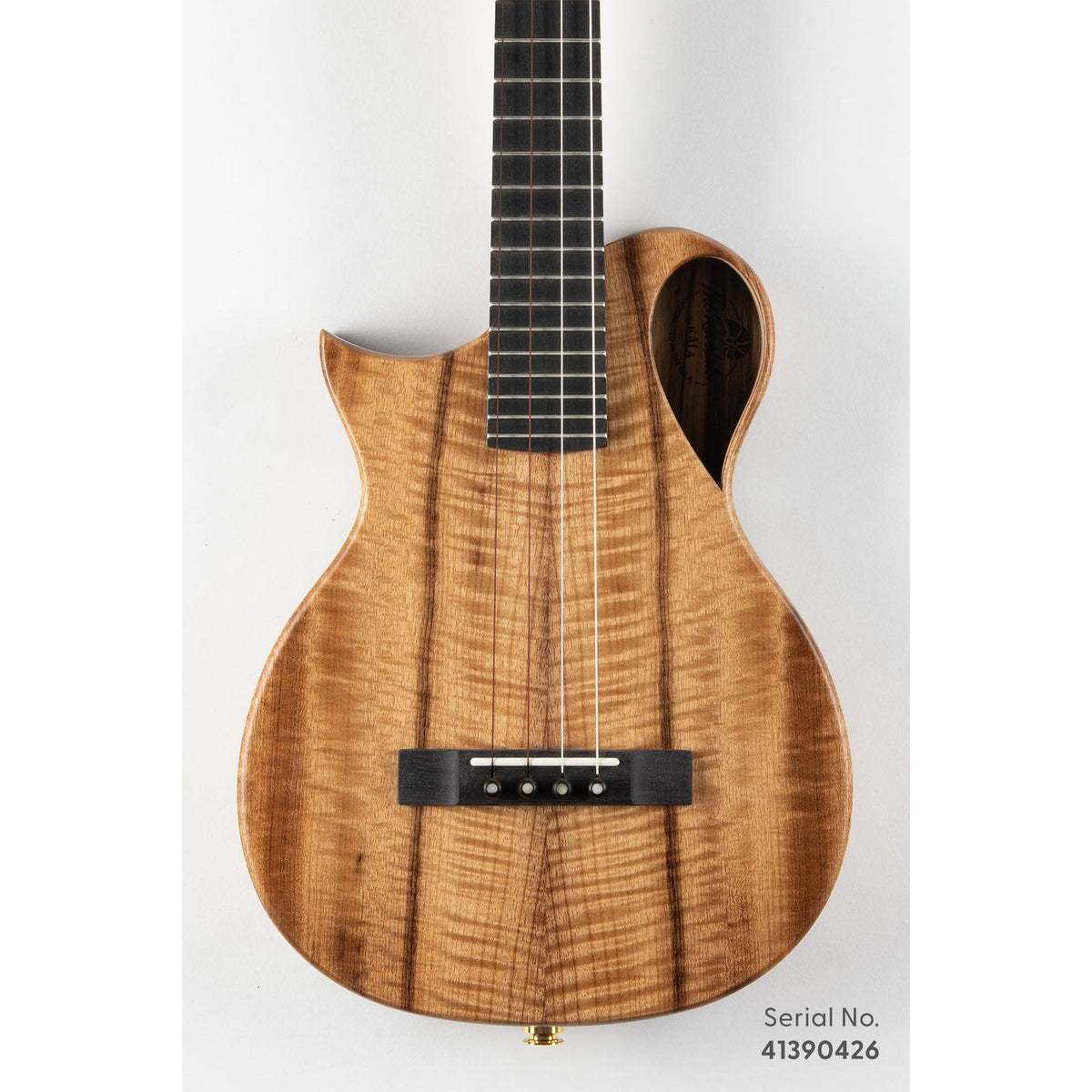 Kala NS-MYR-T-L Revelator Nautilus Left-Handed Myrtle Top Tenor Ukulele, serial 41390426, front view showing the myrtle top