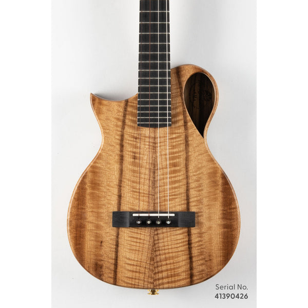 Kala NS-MYR-T-L Revelator Nautilus Left-Handed Myrtle Top Tenor Ukulele, serial 41390426, front view showing the myrtle top