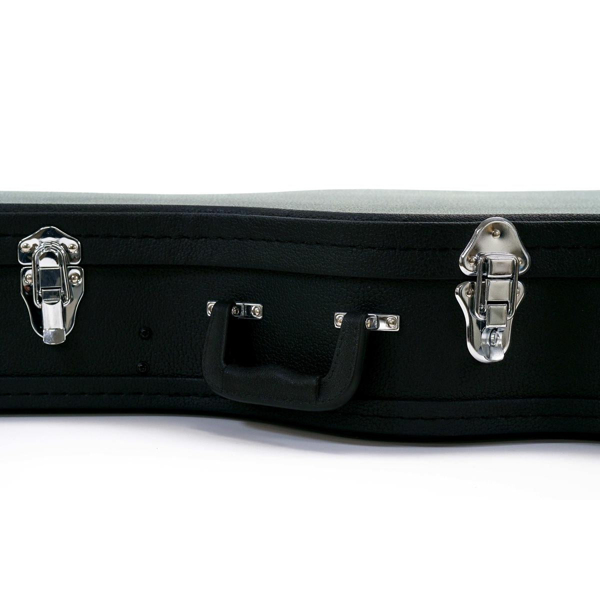 Stagg GCA-C BK classical guitar case, close-up of the carry handle between two chrome latches
