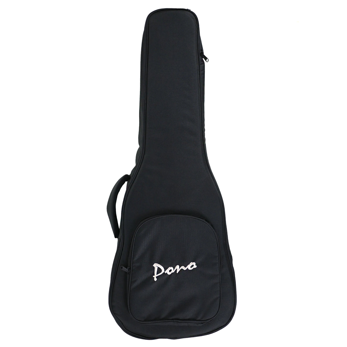 Black Pono gig bag with Pono logo, included with the UL4-3 big baritone ukulele