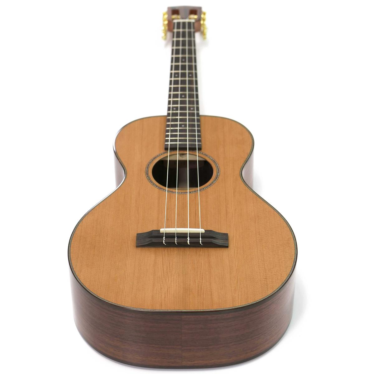 Pono ULN4-4 full front view, cedar top with rosewood sides and ebony fretboard