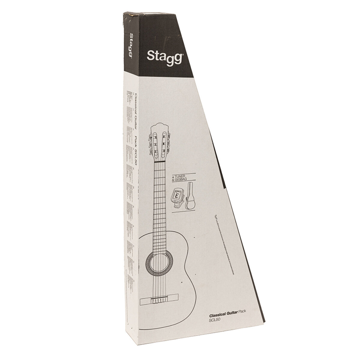 Stagg classical guitar packaging box on a white background