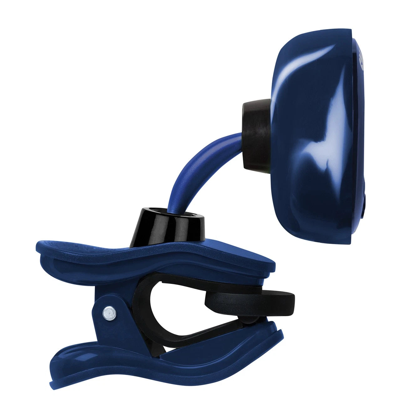 Blue marbleized Snark Great 1 clip-on chromatic tuner with an adjustable neck and bright display on a white background.