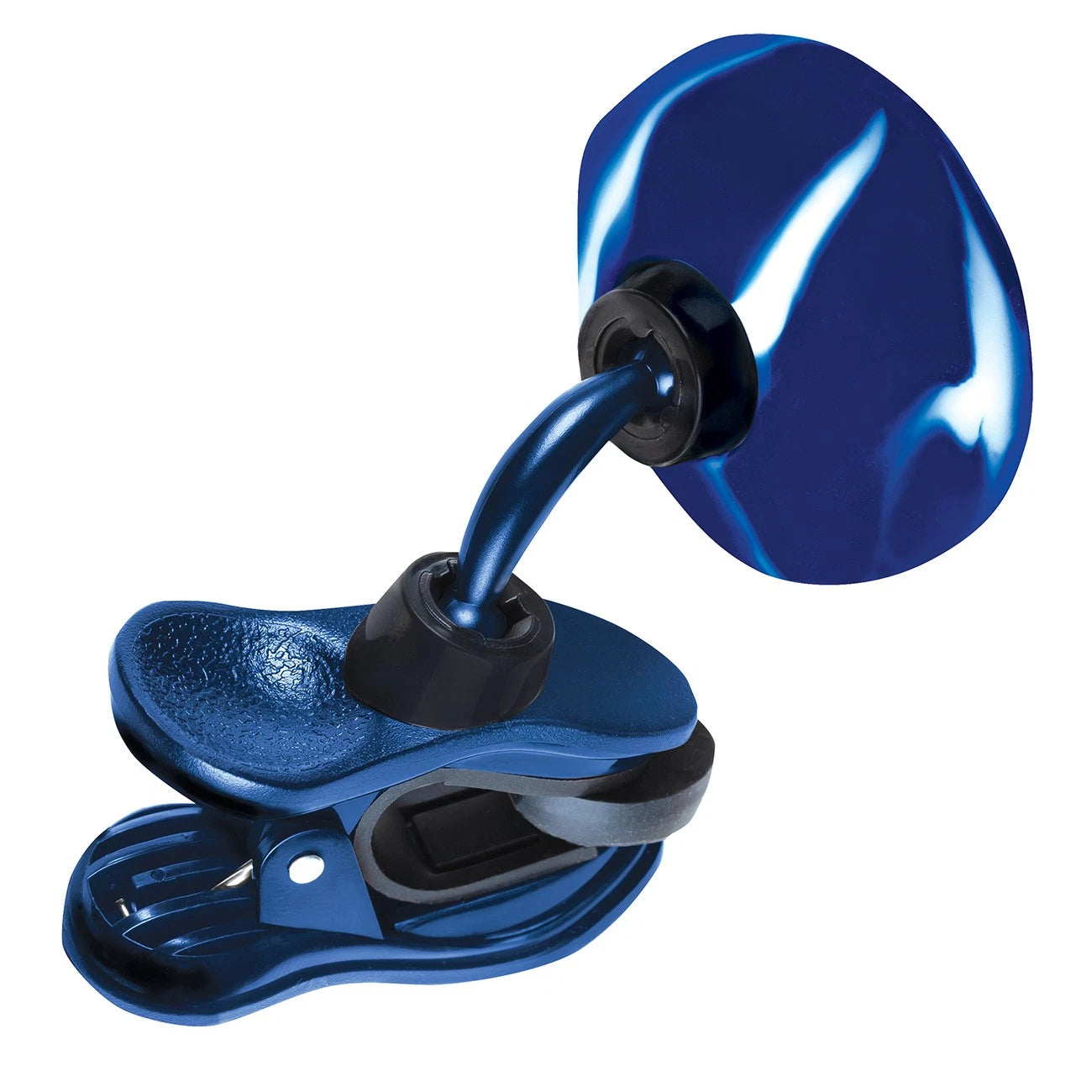 Blue Snark Great 1 clip-on chromatic tuner with a marbleized sound shield and adjustable neck on a white background.