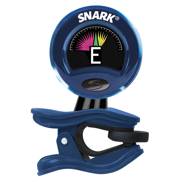 Blue Snark Great 1 clip-on chromatic tuner with a bright color LCD display showing an E note on a white background.