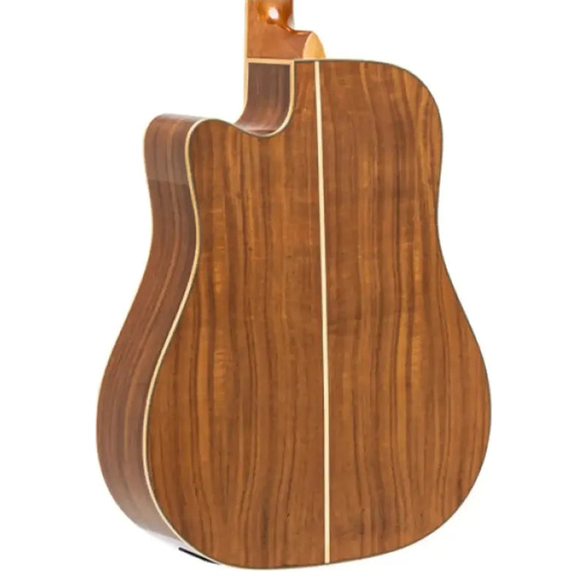 Stagg SA45 DCE-AC cutaway dreadnought acoustic-electric guitar, angled back view