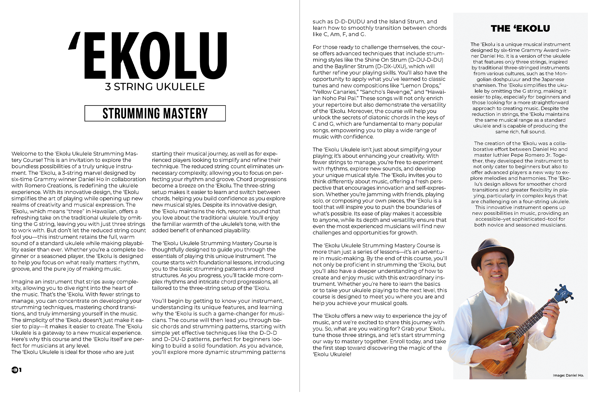 Ekolu 3-String Ukulele Strumming Mastery Book