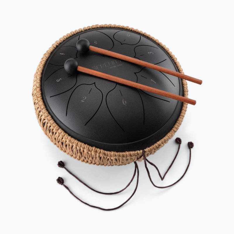 On-Stage SD5010 tongue drum with two rubber-tipped mallets resting on top