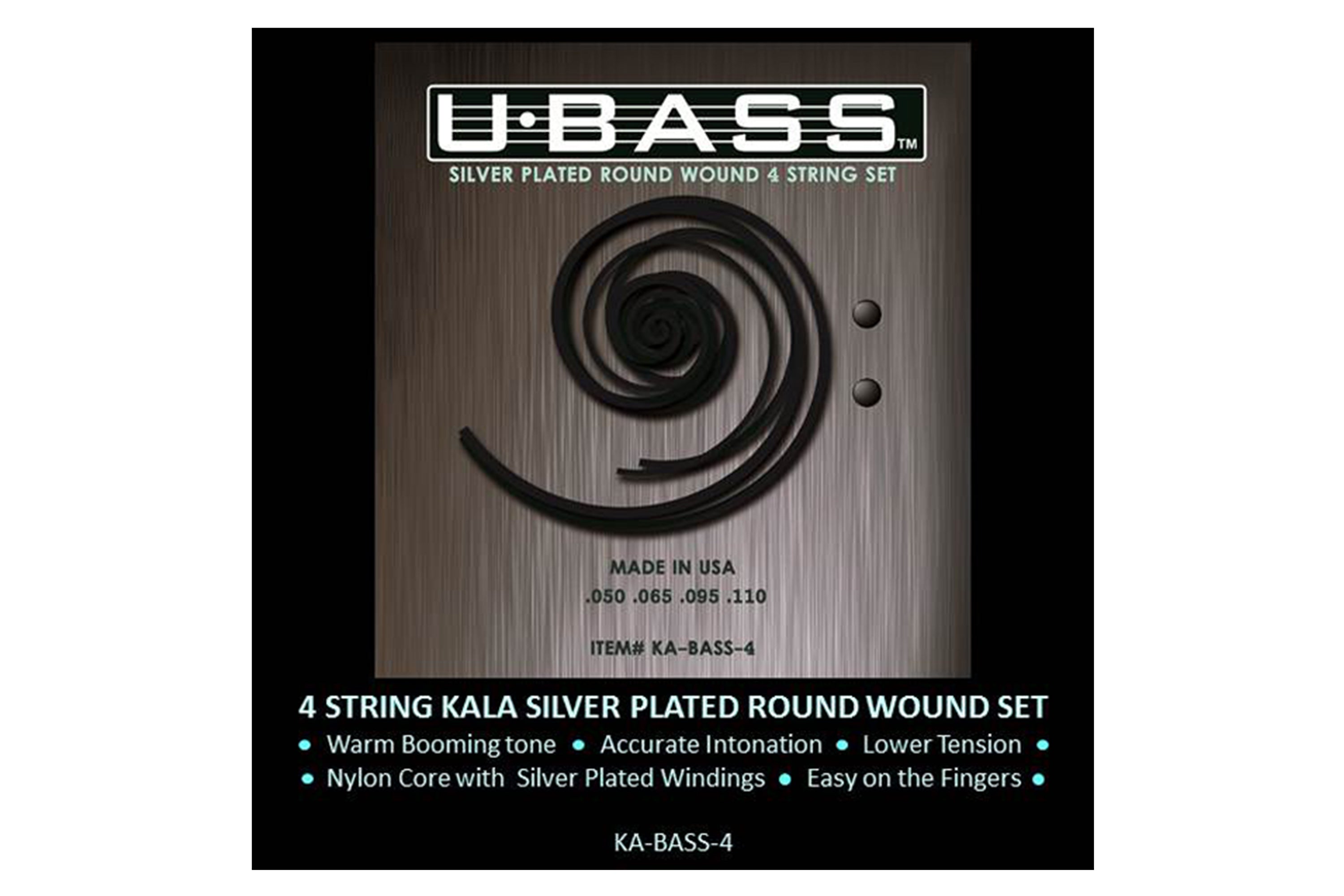 UBASS Silver Plated Round Wound U-Bass Strings for Bass Ukulele E-A-D-G Tuning